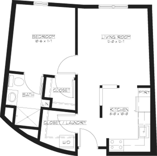 Bradford - One Bedroom Floorplan